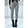 Pantalon vert motif carreaux avec poches boutons et élastique à la taille