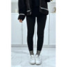 Pantalon slim noir à fausses poches et motif aztèque aux pieds