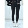 Pantalon slim noir à fausses poches et motif aztèque aux pieds
