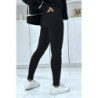 Pantalon slim noir à fausses poches et motif aztèque aux pieds