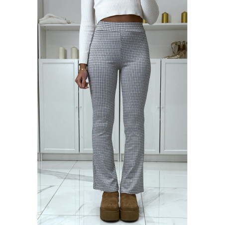 Pantalon blanc motif carreaux patte d'eph