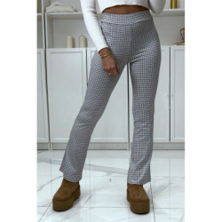 Pantalon blanc motif carreaux patte d'eph