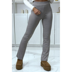 Pantalon camel motif carreaux patte d'eph