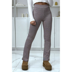 Pantalon bordeaux motif carreaux patte d'eph