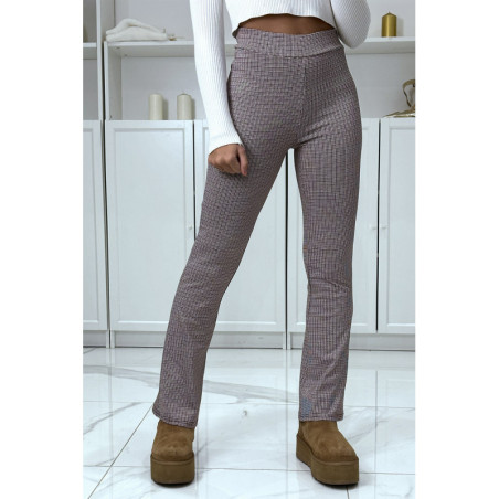 Pantalon bordeaux motif carreaux patte d'eph