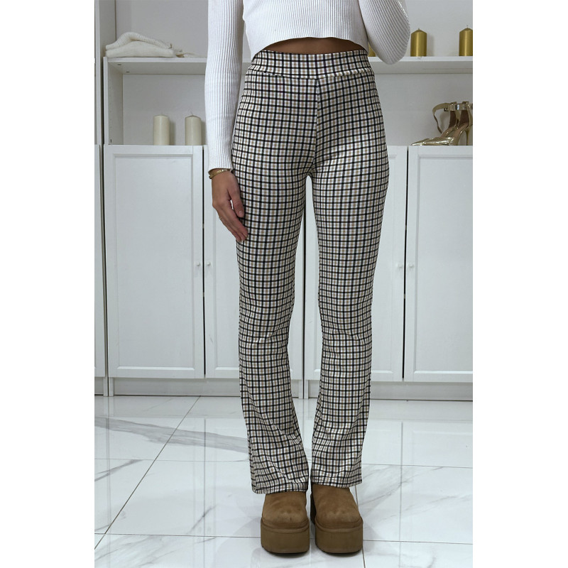 Pantalon rose motif carreaux patte d'eph