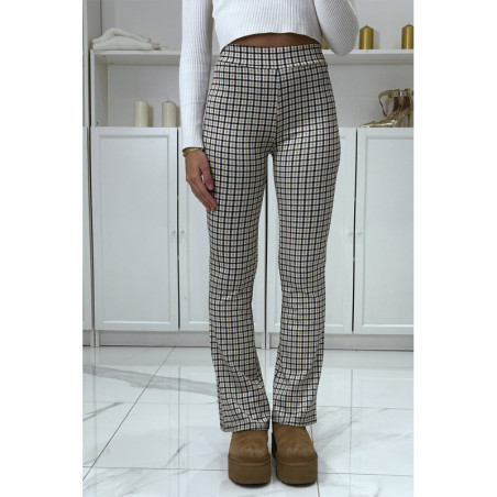 Pantalon rose motif carreaux patte d'eph