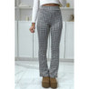 Pantalon blanc motif carreaux patte d'eph