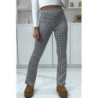 Pantalon blanc motif carreaux patte d'eph