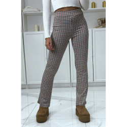 Pantalon beige motif carreaux patte d'eph
