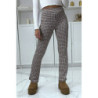 Pantalon beige motif carreaux patte d'eph