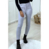 Jeans slim gris clair taille haute