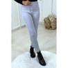 Jeans slim gris clair taille haute