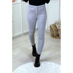 Jeans slim gris clair taille haute