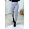 Jeans slim gris clair taille haute