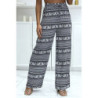 Pantalon palazzo noir et blanc à motif