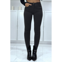 Jean slim anthracite extensible avec fermeture zip et poches