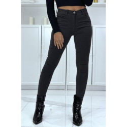 Jean slim anthracite extensible avec fermeture zip et poches