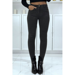 Jean slim anthracite extensible avec fermeture zip et poches