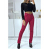 Jean slim bordeaux extensible avec poches et fermeture zip