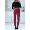 Jean slim bordeaux extensible avec poches et fermeture zip