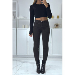 Jean slim marron extensible à fermeture zip