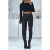Jean slim marron extensible à fermeture zip