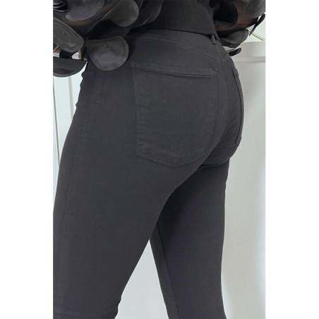 Jean slim noir taille haute avec poches arrières