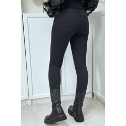 Jean slim noir taille haute avec poches arrières
