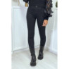 Jean slim noir taille haute avec poches arrières