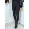 Jean slim noir taille haute avec poches arrières