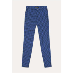 Jeggings bleu à carreaux avec poches arrières