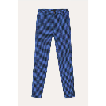 Jeggings bleu à carreaux avec poches arrières