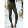 Jeans slim en kaki avec fausse poches à l'avant
