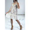 Robe d'été bleue à imprimé coloré et crochet style bohème