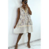 Robe d'été bleue à imprimé coloré et crochet style bohème