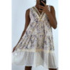 Robe d'été bleue à imprimé coloré et crochet style bohème