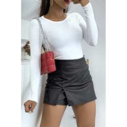 Pull blanc col rond en maille tricot très extensible et très doux