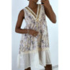 Robe d'été bleue à imprimé coloré et crochet style bohème