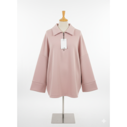 Sweat rose Oversize à Col Zippé – Douceur & Style Italien