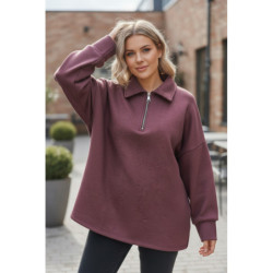 Sweat bordeaux Oversize à Col Zippé – Douceur & Style Italien