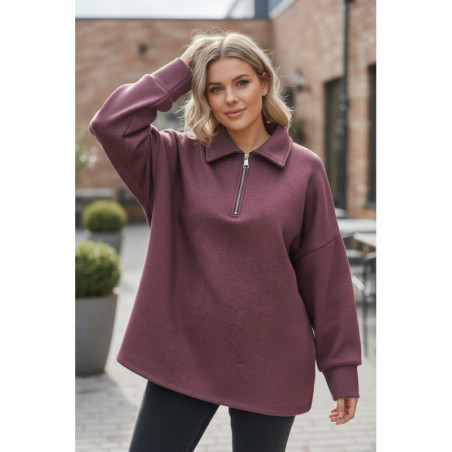 Sweat bordeaux Oversize à Col Zippé – Douceur & Style Italien