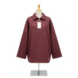 Sweat bordeaux Oversize à Col Zippé – Douceur & Style Italien
