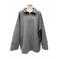 Sweat gris Oversize à Col Zippé – Douceur & Style Italien
