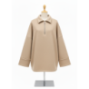 Sweat beige Oversize à Col Zippé – Douceur & Style Italien