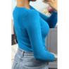 Gilet bleu en maille tricot très extensible et très doux