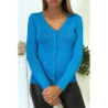 Gilet bleu en maille tricot très extensible et très doux