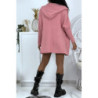 Gilet épais rose à capuche et manches chauve-souris