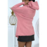 Gilet épais rose à capuche et manches chauve-souris