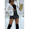Gilet blanc en maille tricot très extensible et très doux